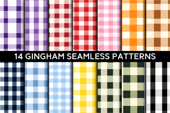 Download 14 Colorful Gingham Seamless Patterns - Colorful gingham Collection