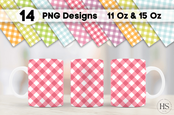 Download 14 Colorful Gingham Mug Sublimation PNG - Colorful gingham Collection