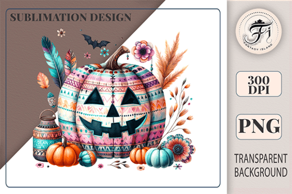 Download Boho Halloween Pumpkin PNG Fall Clipart - Fall clipart Collection