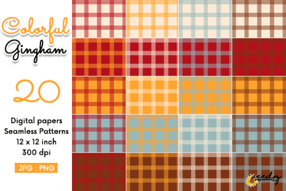 Download Colorful Gingham Seamless Patterns Set - Colorful gingham Collection