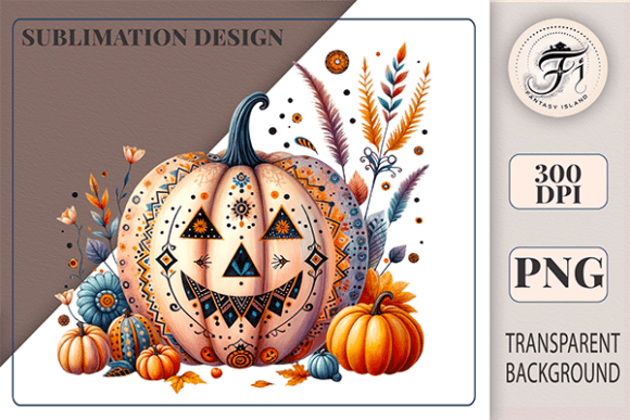 Download Boho Halloween Pumpkin PNG Fall Clipart - Fall clipart Collection