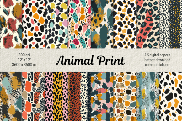 Download Modern Animal Print Digital Papers Set - Animal print digital papers Collection