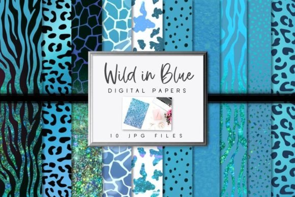 Download Blue Animal Print Digital Papers - Animal print digital papers Collection