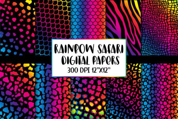 Download Rainbow Animal Print Digital Papers - Premium Resources
