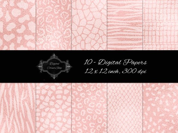 Download 10 Rose Gold Animal Print Digital Papers - Animal print digital papers Collection