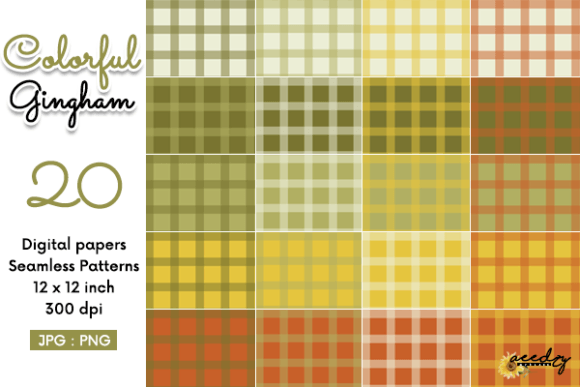 Download Colorful Gingham Seamless Patterns Set - Colorful gingham Collection