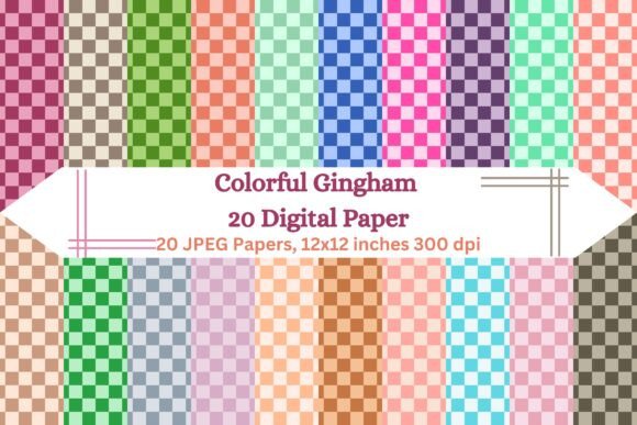Download Colorful Gingham 20 Digital Paper - Colorful gingham Collection
