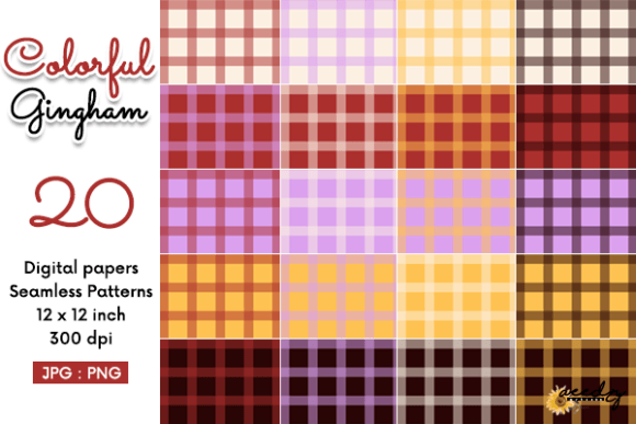 Download Colorful Gingham Seamless Patterns Set - Colorful gingham Collection