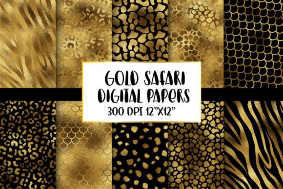 Download Gold Animal Print Digital Papers - Premium Bundle